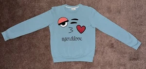 Fendi Kids Blue L/S #fendilove Sweatshirt Size 10A Unisex Boys / Girls RARE - Picture 1 of 4