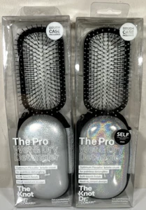 (2) The Knot Dr. For Conair Wet & Dry Detangler Pro Hair Brush Sliver Hard Case - Picture 1 of 5
