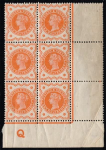 1887 QV "Jubilee" 1/2d Vermilion Control (Q) Block Vertikalkamm Perf P/E SG K22a - Bild 1 von 2