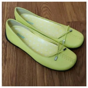 Nicole Kyle Round Toe Bow Flats Shoes Women's Size 8M Lime Green - Picture 1 of 3