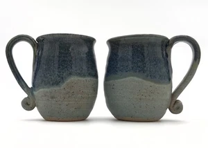 Vintage Hand Thrown Studio Art Pottery Stoneware Mugs- Set Of 2 Signed By Thomas - Picture 1 of 18