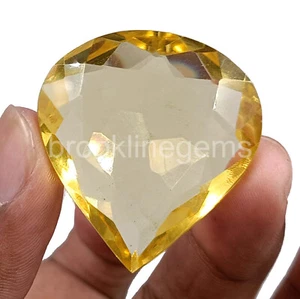 Piedra preciosa suelta corte pera 91,25 quilates citrino amarillo creado en laboratorio 4HKN - Imagen 1 de 8