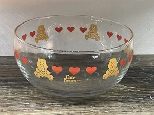 4.5x2.5" Vintage 1984 Care Bears Cartoon Tenderheart Glass Bowl Collector - Picture 1 of 7