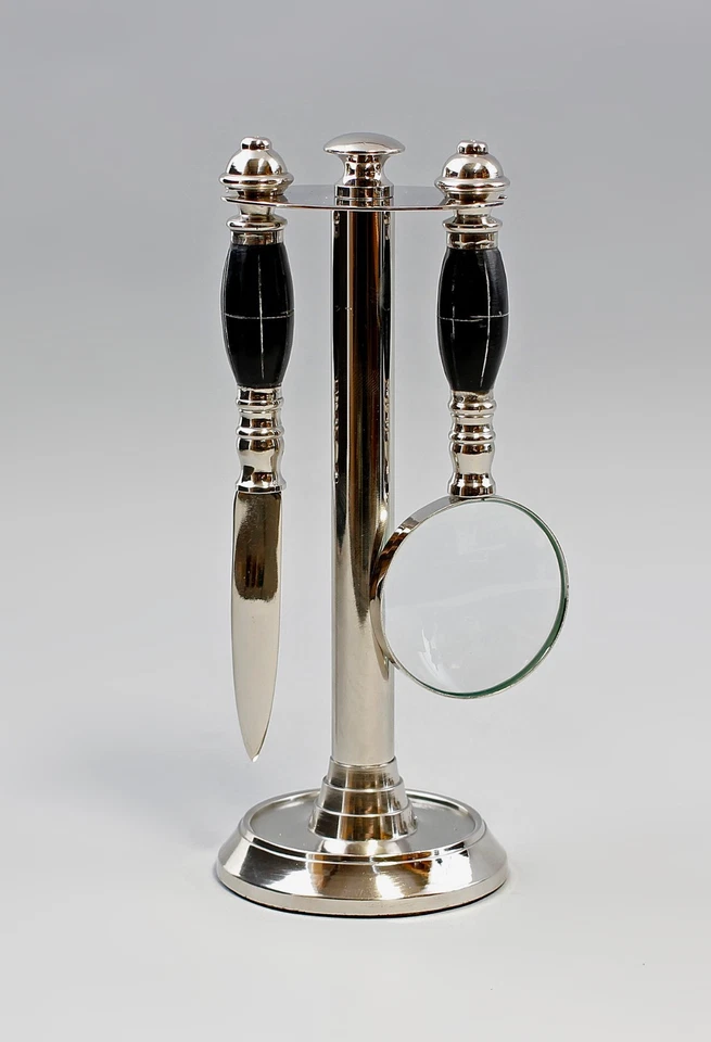 9977048 Silver Stand with Magnifier u. A. Set Metal Nickel Plated H19cm - Image 1 of 1