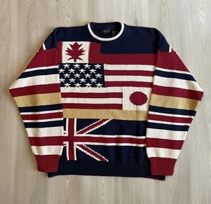 Vintage Structure Word Flags Heavyweight Knight Sweater Made In USA Sz XL - Picture 1 of 4