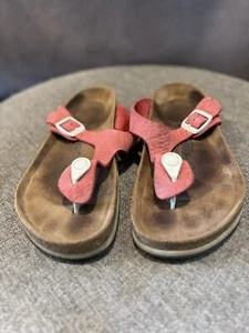 Birkenstock Gizeh Red Suede Thong Sandals Women's Size 41 Eu Preowned - Picture 1 of 10