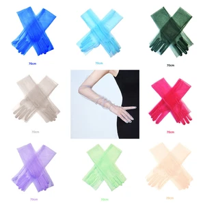 70cm Lace Sheer Long Gloves Ultra Thin Full Finger Mittens Bride Dress Gloves ↷ - Picture 1 of 25
