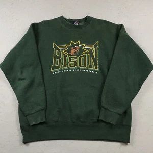 VINTAGE North Dakota State Bison Sweatshirt Mens XL Green Crewneck Heavy NCAA - Picture 1 of 10