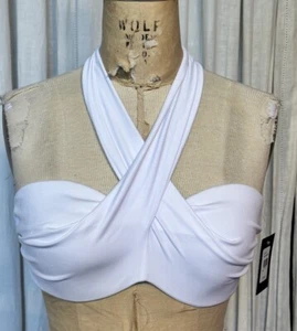 Fredericks Of Hollywood Womens White Halter Neck Bra/swim Top Sz L NWT - Picture 1 of 9