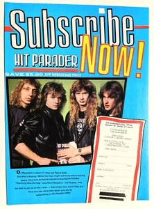 MEGADETH / GAR SAMUELSON / 1988 HIT PARADER SUBSCRIPTION FORM MAGAZINE PRINT AD - Picture 1 of 1