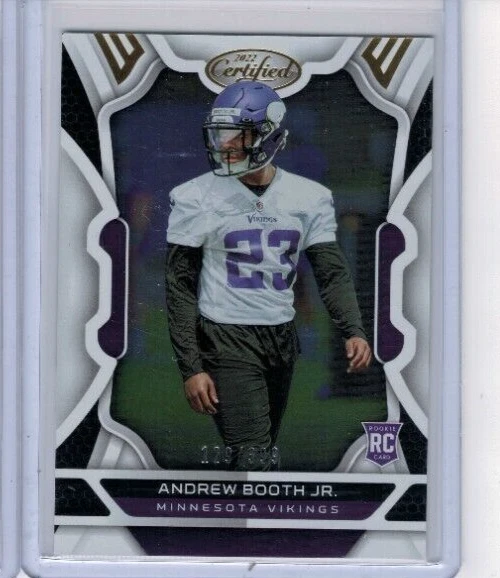 2022 Panini Certified Andrew Booth Jr. Rookie RC #'ed 129/399 - Image 1 of 1