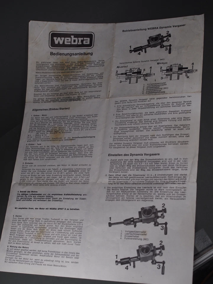 Orig. Webra Vergaser-Anleitung - Bild 1 von 1