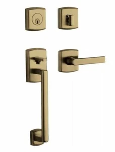 Baldwin Left Handed Soho Sectional Full Dummy Handleset, Satin Brass & Black - Picture 1 of 1