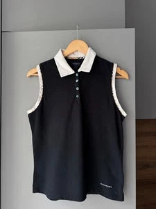 Vintage Burberry Golf Logo Tank Top Polo Shirt in Black Size L - Picture 1 of 9