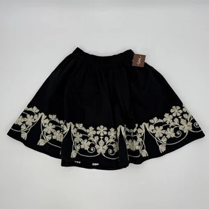 Tea Girls Black Embroidered 100% Cotton Skirt Size 5 Pull-On Summer Boho - Picture 1 of 9
