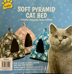 Cat Bed Soft Pyramid Small Indoor Pet Cozy Fleece Luxury House Foldable Assorted - Picture 1 of 6