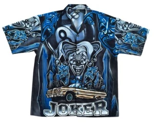 Vintage Joker Lowrider Chicano Button Up T-Shirt Cruisin Low Oversized Large - Picture 1 of 4