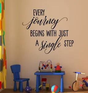 Journey Begins With Single Step Inspirational Wall Decals Vinyl Lettering Quote - Picture 1 of 12