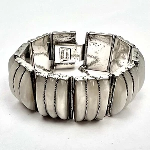 DEMARCO Sterling Silver 925 Mexico White Agate Bracelet 6.6” 95.55g - Picture 1 of 12