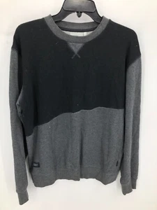 WESC Sweatshirt Mens Medium Black Gray Colorblock Crew Neck Pullover Streetwear - Picture 1 of 7