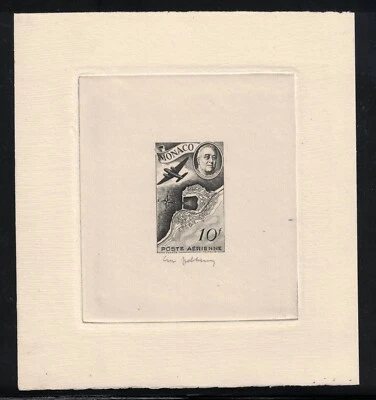 Mónaco FDR 1946 Roosevelt Scott C15 firmado por artista a prueba de troqueles hundidos Foto 1 de 2