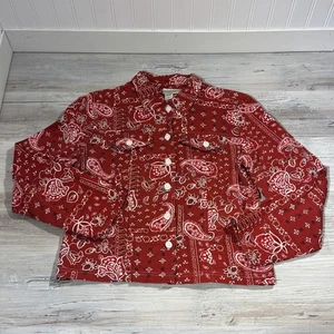 Camisa De Colección Coldwater Creek Talla S Roja Estampado Bandana Western Hecha en EE. UU. - Imagen 1 de 6
