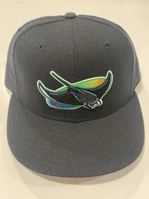 Vintage New Era Tampa Bay Devil Rays Fitted Cap Hat 7 1/8 5950Diamond Collection - Image 1 of 4