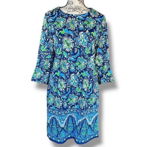 VETEMENTS Abito Jude Connally taglia M blu floreale paisley manica svasata made in USA