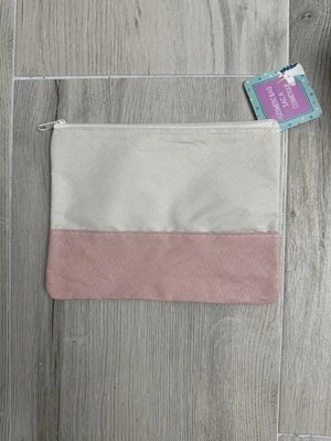 Brand New Lot Of 47 Pink And Cream Faux Suede Cosmetic Bags With Tags. Foto 1 de 4