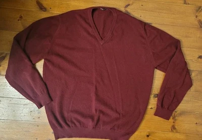 Really Wild Merino Wool Cashmere Maroon V Neck Jumper Pullover Sweater Size L - Image 1 of 4