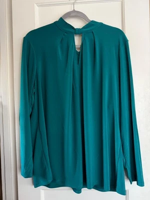 NUEVO CON ETIQUETAS $89 Nine West Tejido Boho Top Blusa Camisa Larga Sl Plus Talla 2X Turquesa Foto 1 de 3