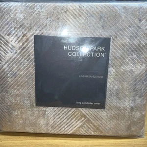 Hudson Park Collection Linear Sandstone Duvet Cover, King - Picture 1 of 5
