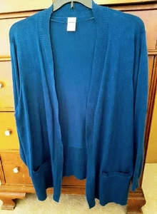 EUC Faded Glory Damen Plus 4X (26W-28W) feine Stärke leichte blaue Strickjacke - Bild 1 von 19