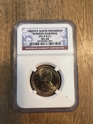 2014 S NGC Ms 68 WARREN HARDING PRESIDENTIAL DOLLAR - Image 1 of 3