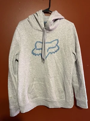 Fox Racing Hoodie Sweatshirt Womens L Blue Logo Motocross Gray Boundary Fleece - Image 1 of 4