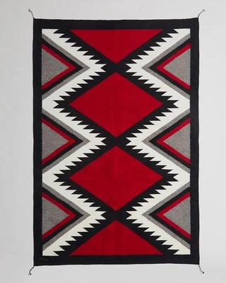 5×8 Ft Red Navajo Wool Kilim Rug Native American Style Southwest Aztec Area Rug - Image 1 of 3