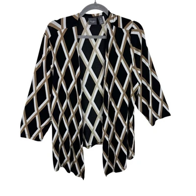 Chico's Travelers Liquid Knit Diamond 3/4 Sleeve Stretchy Open Blouse Size XL - Image 1 of 4