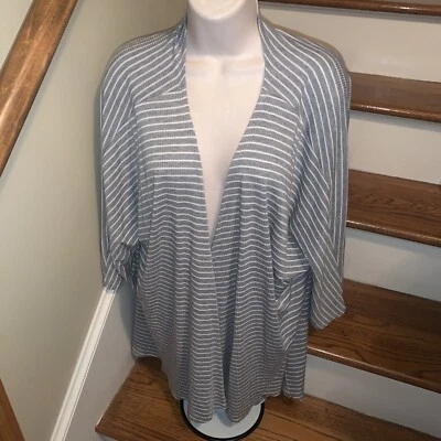 Lularoe Kimono Lindsay Striped Ribbed Heathered Gray Chevron Womens Size M 💗199 - Imagem 1 de 4