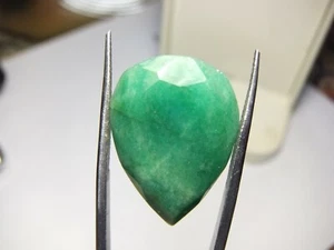 RARE 36.5ct Faceted Pear Shaped Green Emerald Genuine Color Enhanced India 7.3g - Picture 1 of 9
