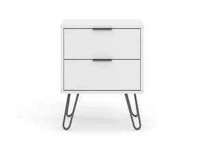 White Bedside Lamp Table Cabinet 2 Drawer Bedroom Living Room Storage Unit - Picture 1 of 5