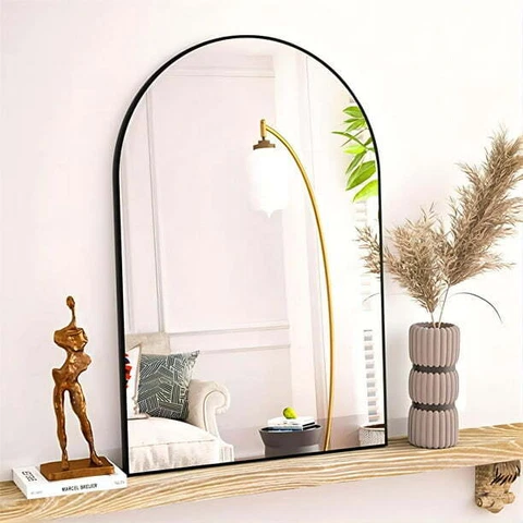 Bathroom Mirror Wall Vanity Arched Mirror, Black Cover