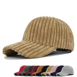 Mujeres Sombrero de invierno Cálida Pana Gorra de béisbol Exterior Hombres Gorras curvas Correa trasera - Imagen 1 de 22