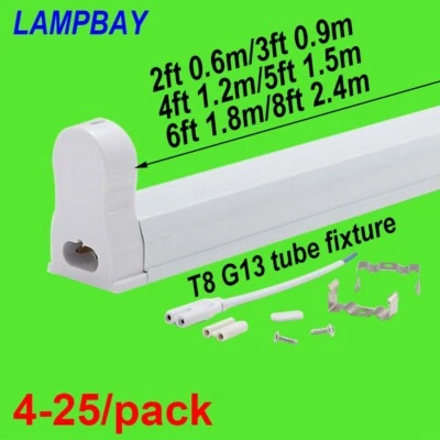 LED Tube Light Fixture Linkable G13 Bulb Housing T8 Bar Lamp holder Fittings - Image 1 of 4