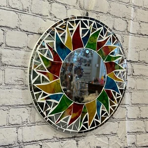 Rainbow White Sun Mosaic Tile Wall Mirror 40cm x 40cm 16 Inches Handmade New - Picture 1 of 7