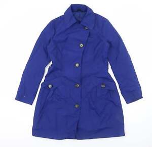 Marks and Spencer Womens Blue Trench Coat Size 8 Button