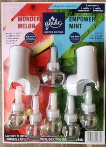Glade PlugIns Aceite Perfumado 2 Calentadores más 6 Recambios, Maravilloso Melón y Potencia Como Nuevo - Imagen 1 de 4