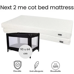 Toddler Cot Foam Mattress 93x64cm For Graco, Mamas&Papas Travel Cot breathable - Picture 1 of 7