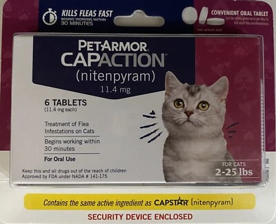 PETACTION PetArmor CAPACTION 6 Nitenpyram 11.4 mg Tab Oral Treatment Cats Exp 10/2025 & UP