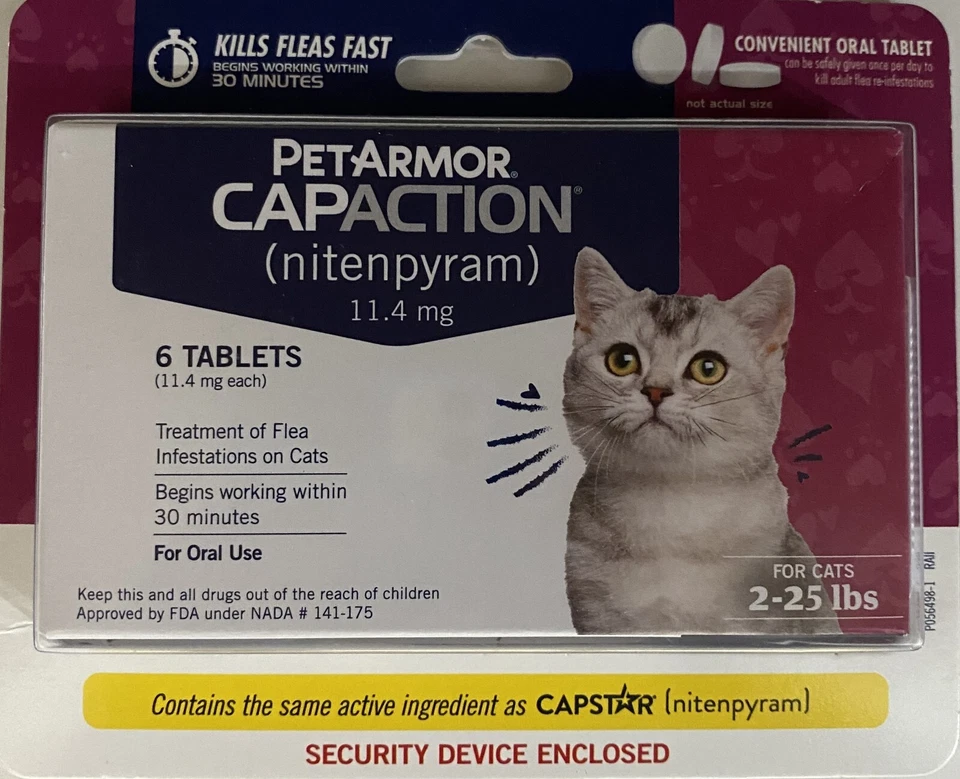 PETACTION PetArmor CAPACTION 6 Nitenpyram 11.4 mg Tab Oral Treatment Cats Exp 04/2027 & UP