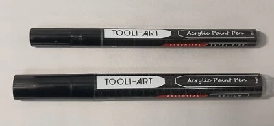 TOOLI ART TOOLI-ART Black Acrylic Paint Pens 2 Markers Set 0.7mm & 3.0mm